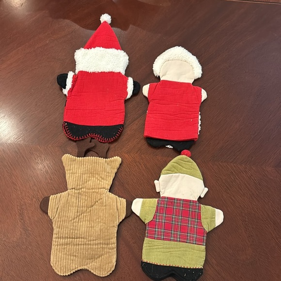 Pottery barn Kids holiday Christmas Puppet set 4 Santa, Mrs Claus,Reindeer & Elf - Picture 6 of 6